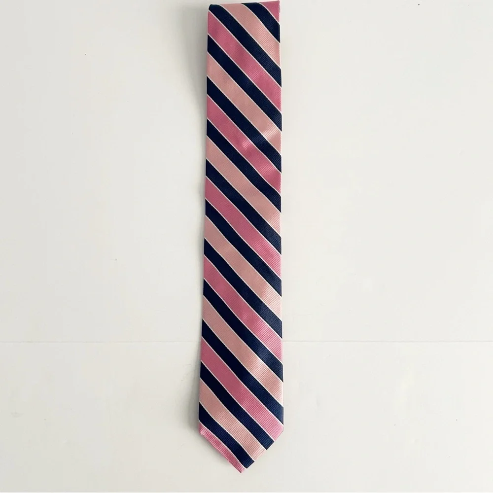 Brooks Brothers Pink and Blue Diagonal Silk Striped Tie